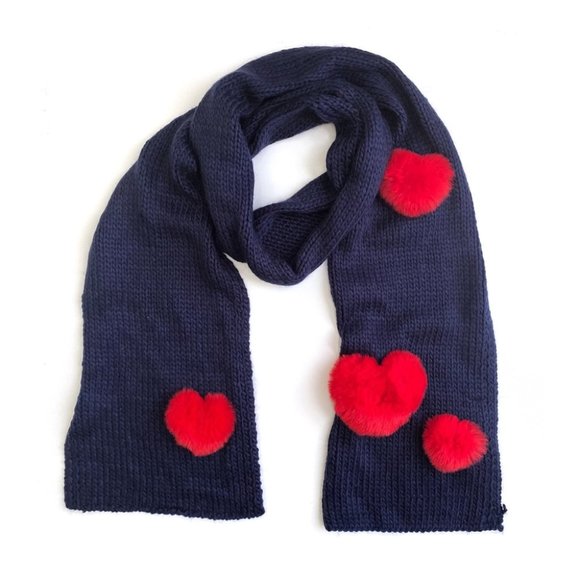 BCBGeneration Heart Knit Pom Pom Muffler Scarf - Picture 2 of 5